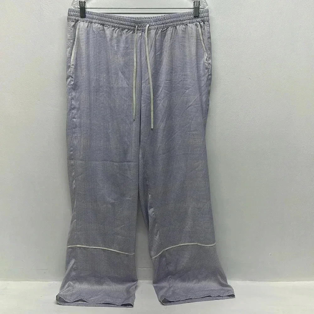 Summersalt Palazzo Pants Wide Leg Elastic Stretch Waist Pant Purple White Medium